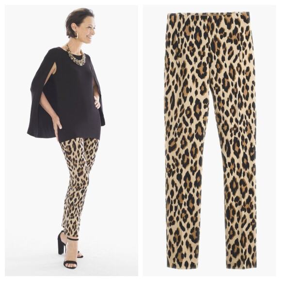 Chico's Women's Juliet Animal Print Ankle Pants Tan Size M/8 - Picture 2 of 10